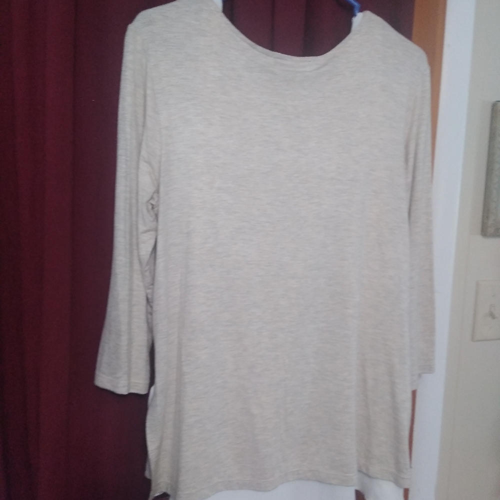 Tan and White blouse with ties